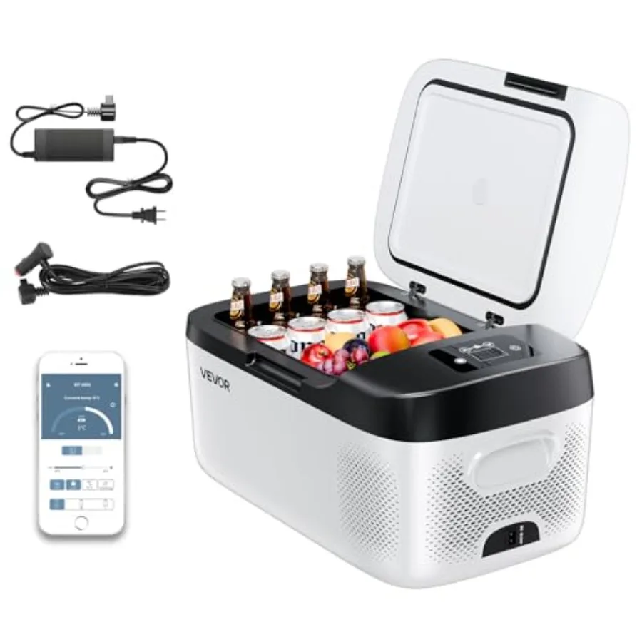 

Car Refrigerator, DC 12/24V AC100-240V Compressor Electric Cooler, -4°F to 68°F Car Fridge with APP Control, 16 QT Cars Freezer