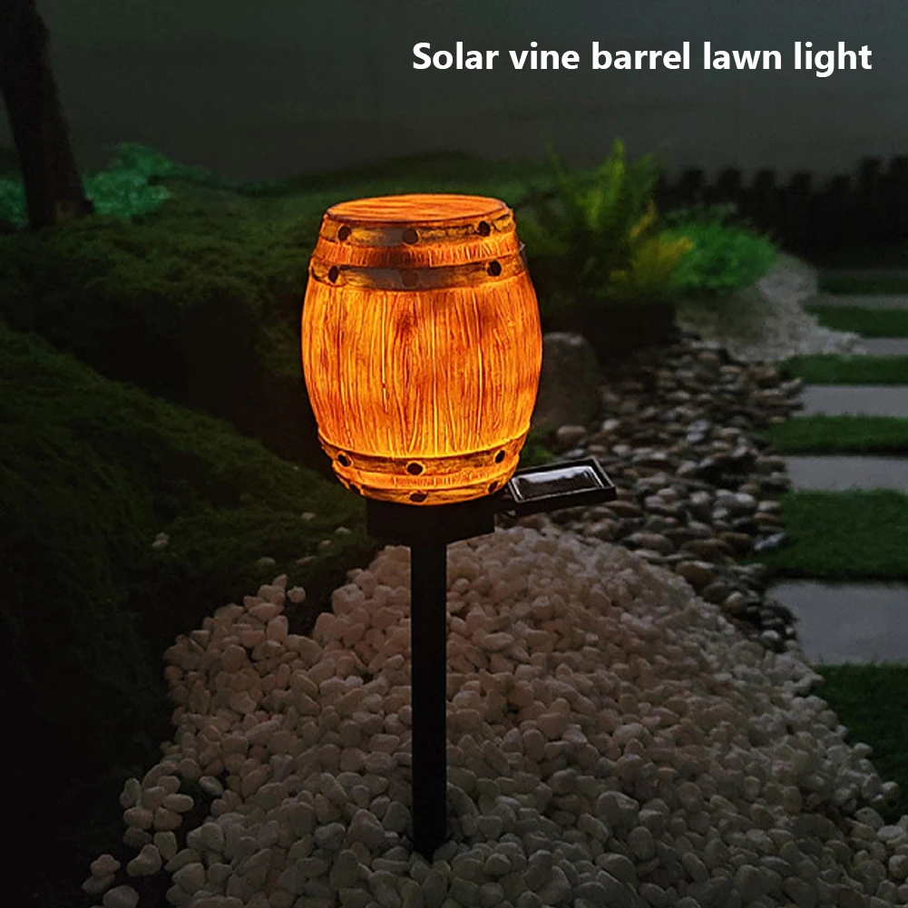 Wine Barrel Solar Stake Luz Ornamento, Lâmpada LED Decorativa, Floor Light, Jardim ao ar livre e Yard Party Decor