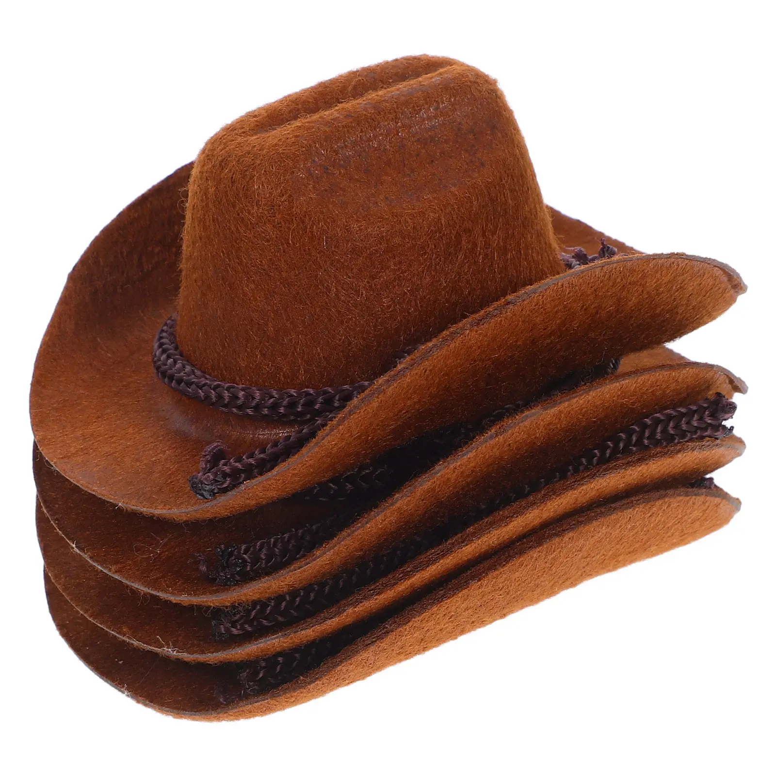 4 peças de chapéus em miniatura, decorações de cowboy para meninas, figuras de festa em miniatura para garrafas, centros de mesa