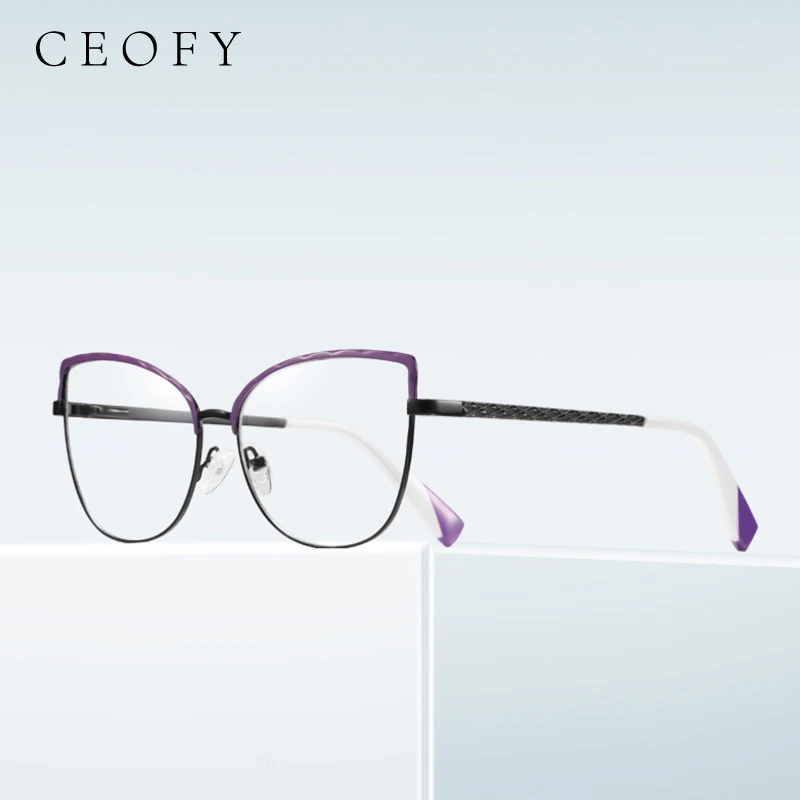 CEOFY Women Cat Eye Optical Women Eyeglasses Frame Stylish Myopia Vintage Brand Design Prescription Glasses Frame New 3024