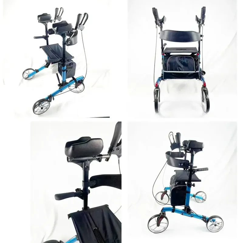for Double Armrest Walker with Hand Brake European American Elderly Four Wheel Walker Chair Stool Auxiliary Shopping Cart