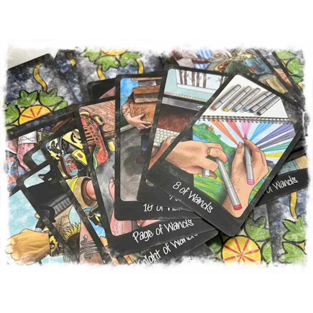 10.3*6cm aus der Hand Tarot 78 Karten, die Sie einladen, das Tarot durch alltägliche Interaktionen und Szenarien zu erleben