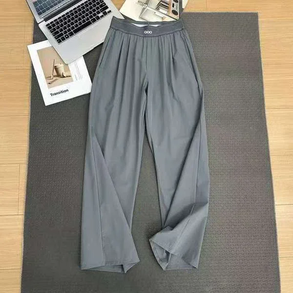 Calças Casuais Soltas Femininas 2026: Calças de Yoga de Cintura Alta e Finas para o Verão, Respiráveis, com Caimento Fluido e Perna Larga Reta