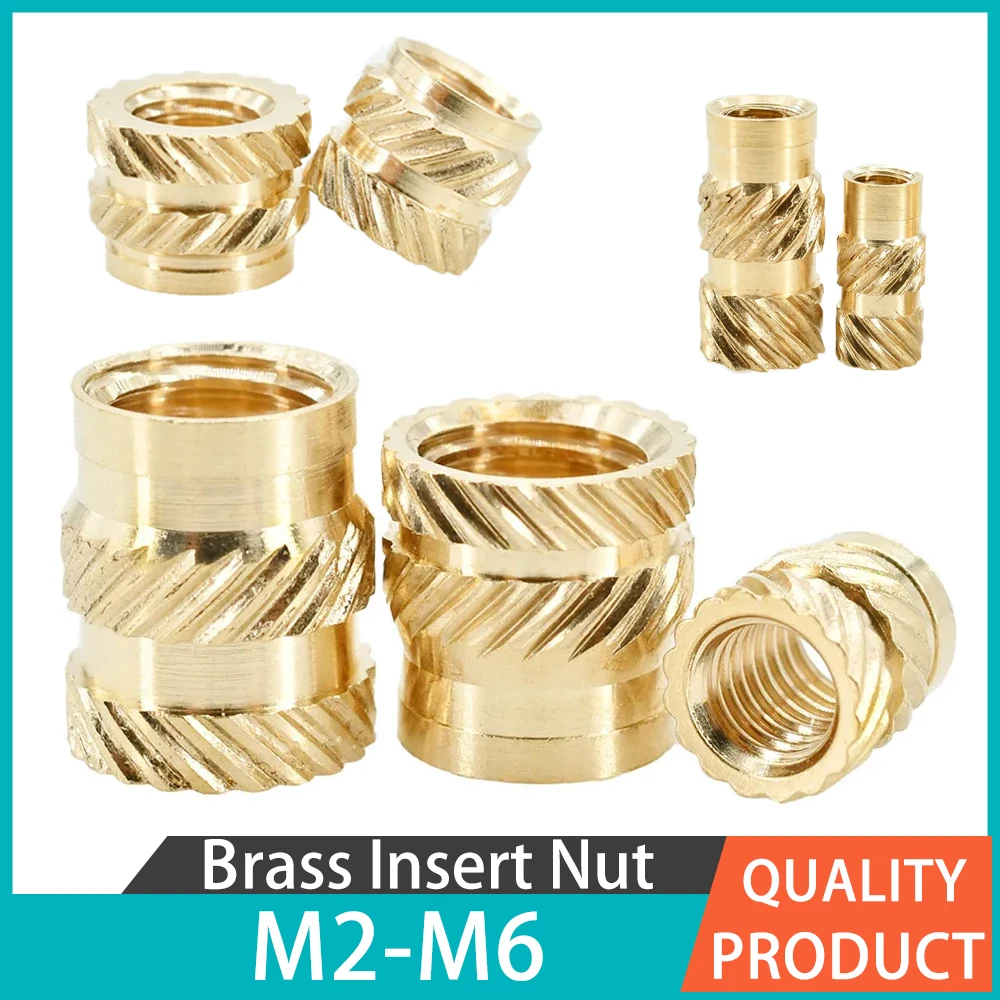 Thermal fused brass insert nuts M2 M2.5 M3 M4 M5 M6 3D printer laptop heated brass nut inserts Knurled embedded injection moldin