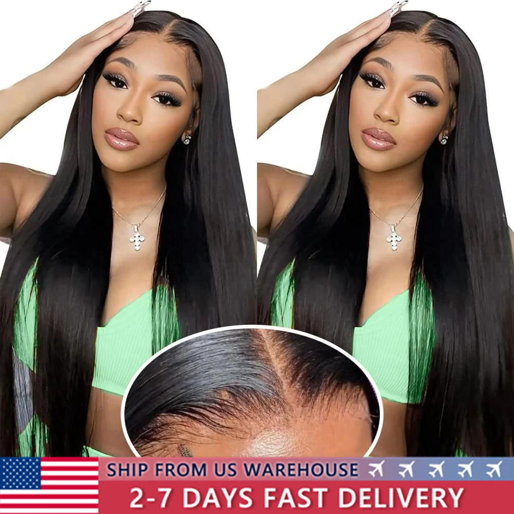 Wear Go Glueless Wig 30 34 Inch Bone Straight 13x6 HD Lace Frontal Wig Human Hair Pre plucked 6x4 Transparent HD Lace Front Wig