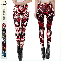 Nadanbao-mallas divertidas con estampado Digital 3D para mujer, pantalones elásticos de cintura media para fiesta de Halloween y vacaciones