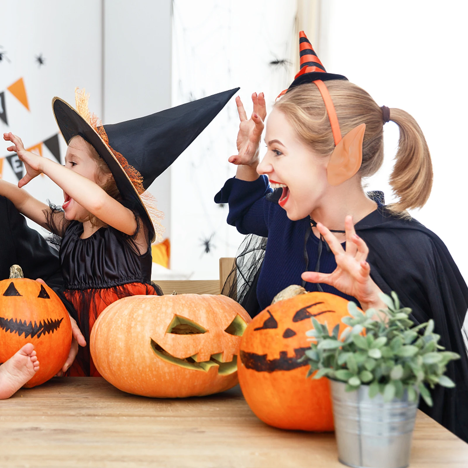 อุปกรณ์ประกอบฉากหูเอลฟ์ อุปกรณ์เสริมหูปลอม อุปกรณ์ตกแต่งฮาโลวีน คอสเพลย์ นางฟ้าพิกซี่ เครื่องแต่งกายเทียม