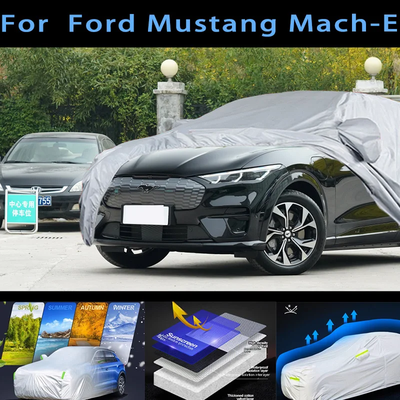 

Для Ford MustangMach-E наружная защита, полный автомобильный чехол, снежный чехол, солнцезащитный козырек, водонепроницаемый, пылезащитный, внешний автомобильный чехол, защита