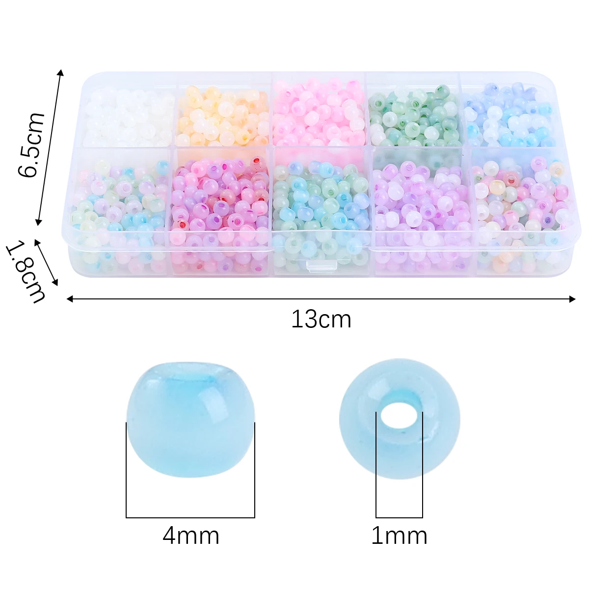 DIY Jewelry Making 10 Grids 4mm Cat's Eye Ice Glass Beads 8g/10g-Grid ≈1200-1500pcs for Necklace Bracelet Craft Kit
