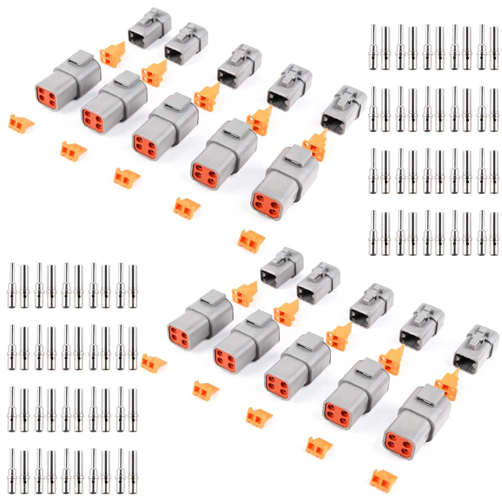 JRready ST6279 Deutsch DTP 4 Pin Connector Kit 10 sets Auto Waterproof Electrical Wire Connector Kit with 40Pairs 14-12AWG