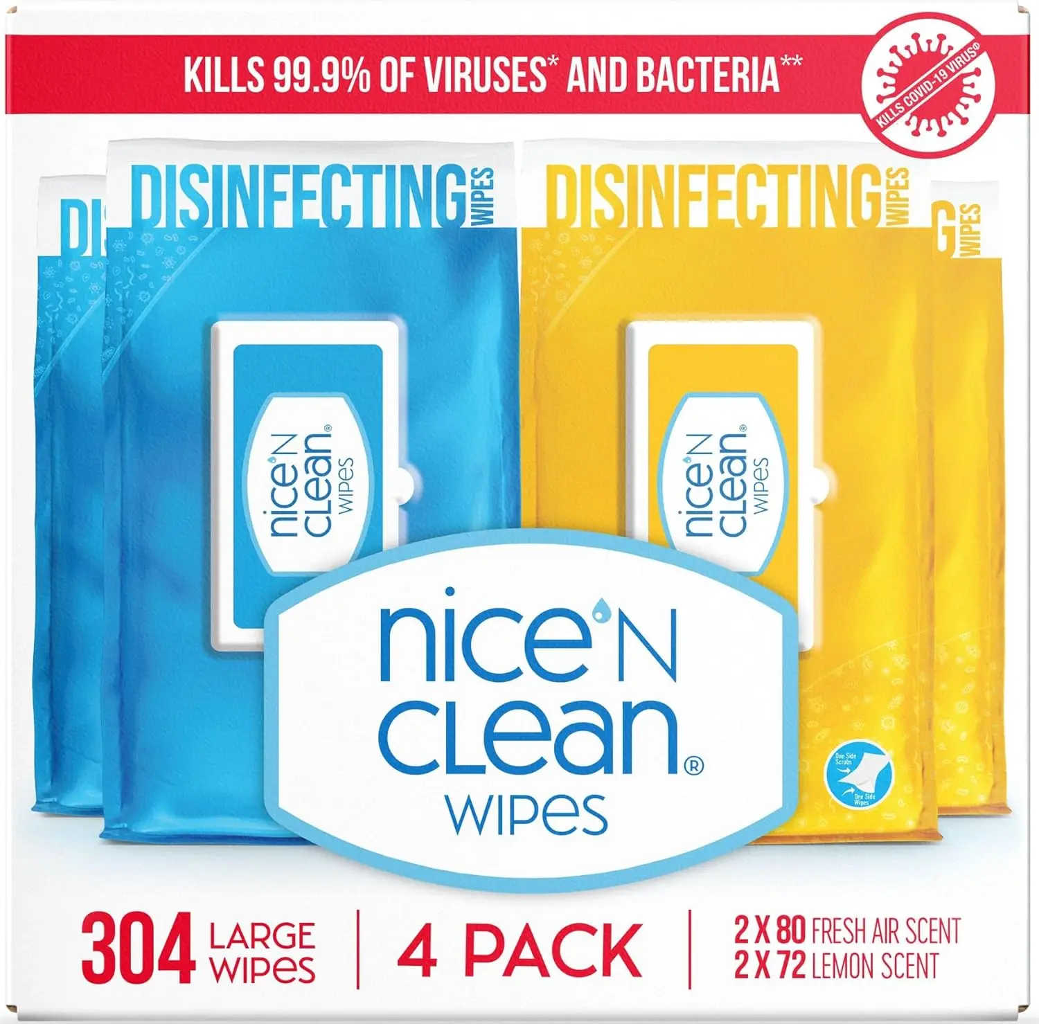 

Disinfecting Surface Wipes 304ct | Cleans & Disinfects Home & Kitchen | Fresh Lemon Scent
