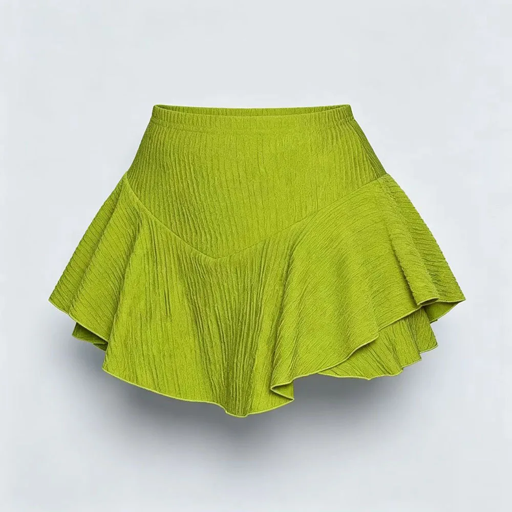 New Solid Color Lining Shorts Skirt Women Summer Fashion Outdoor Versatile High Waist Slim Fit Elastic Waist Short Skirt