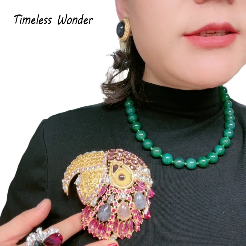 Imagem -05 - Timeless Wonder Fancy xl Zircon Geo Parrot Broche para Mulheres Designer de Jóias Runway Rare Top Marca de Luxo Punk Pesado 4526