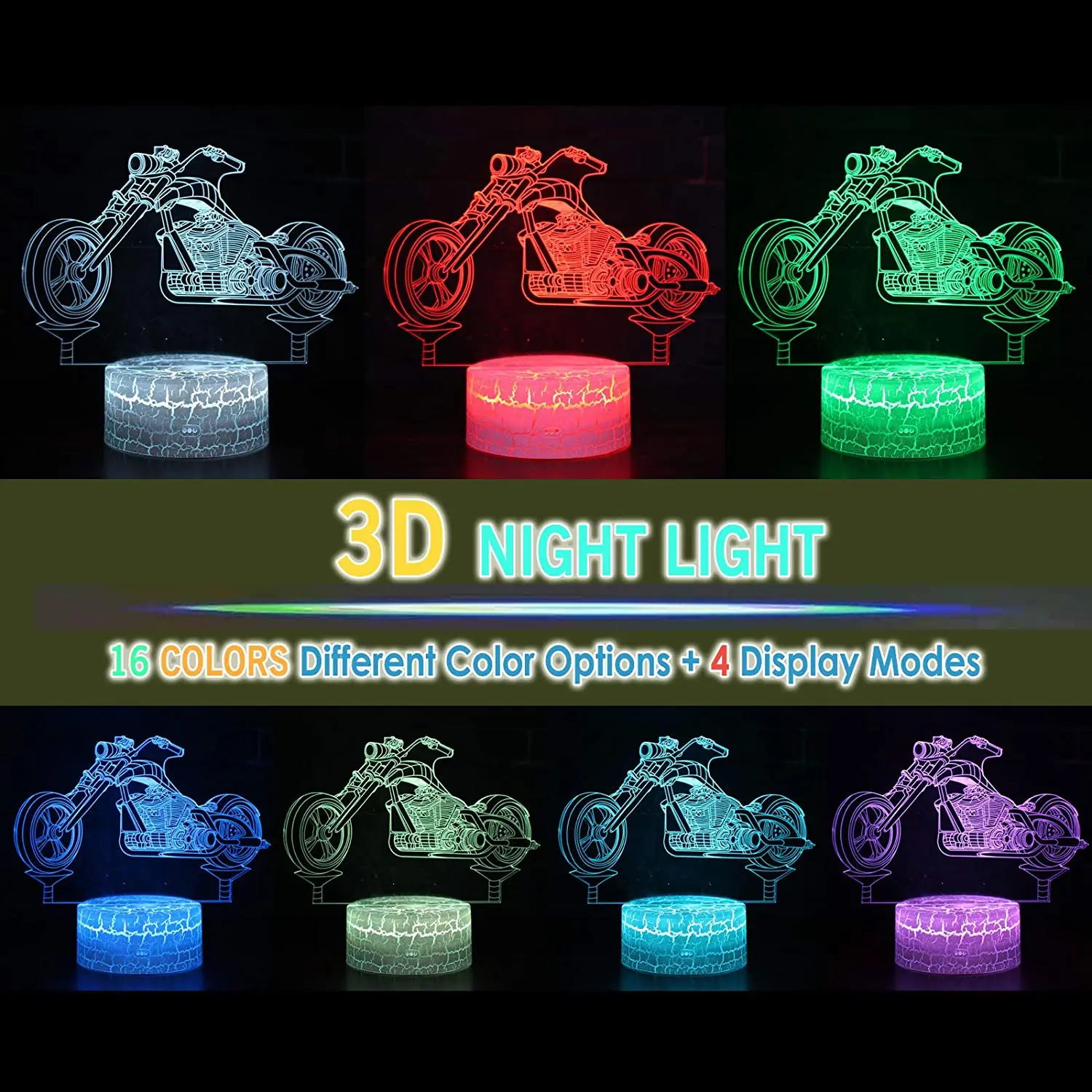 3D Lamp Motorcycle Figure Nightlight for Home Room Decoration Cool Fans Birthday Gift Led Night Light