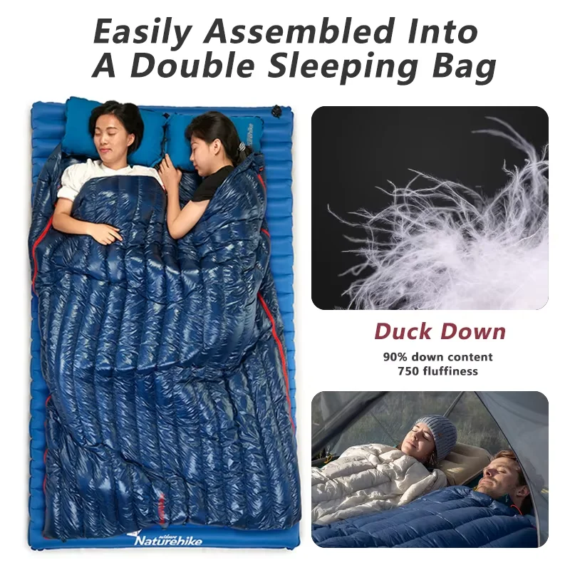 Naturehike CW280 Sleeping Bag Winter Waterproof Goose Down Sleeping Bag Ultralight CW400 Hiking Camping Sleeping Bag