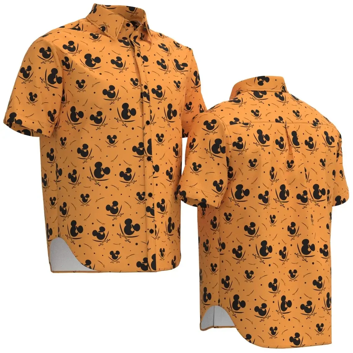 Disney Hawaiian Shirt Mickey Mouse Blindfold Pirate Sword Shirt Disneyland Hawaiian Shirt Fashion Short Sleeve Shirt