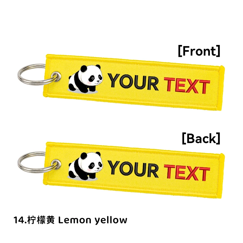 

Panda and Colorful text Custom Embroidered Keychains for Motorcycle Bijoux Key Chain for Gifts, Cars Key Tag,Luggage Accessories