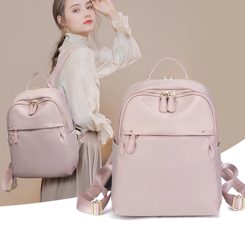 Elegant Backpack for Girls Female Minimalist Pack Bags Oxford Cloth Travelbag Daily Use Back Bag Lightwight Bookbags Waterproof