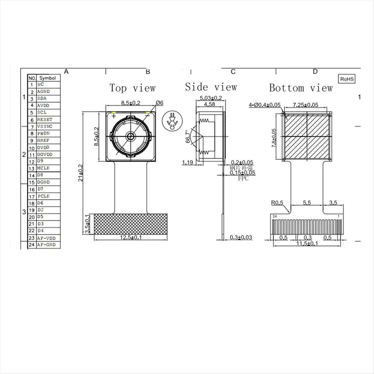 DT566 Effortless-2Pcs/Lot OV5640 AF 70 Degree 5MP High Definition Camera Module for -CAM Auto Focus Soft Board 24PIN 0.5MM Pitch