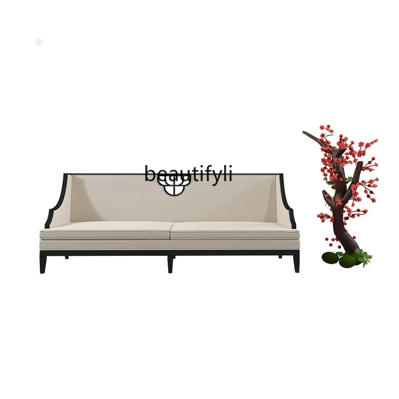 Chinese Solid Wood Sofa and Tea Table Combination Modern Minimalist Hotel Club House B & B Living Room Home