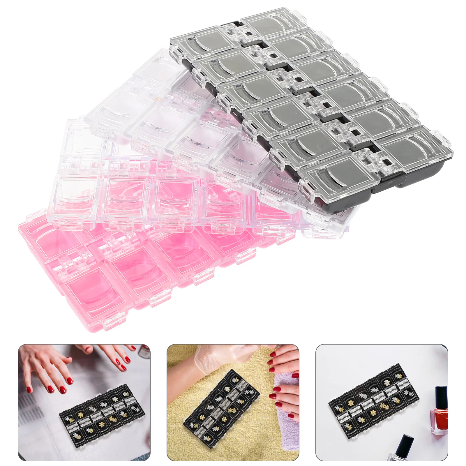 

4 Pcs/pack Nail Art Accessories Storage Box Design Container Organizers Clear Drawers