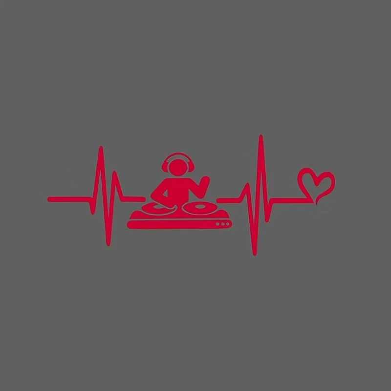 Waterproof Vinyl Decal Sticker of DJ Heartbeat for Cars, Suitable for Bumpers, Rear Windows, And Laptops, Measuring 18Cm x 7.6Cm