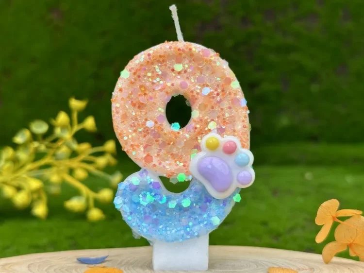 Hundepfoten, digitale Geburtstagskerzen, Farbverlauf, Pailletten, Kuchen, Party-Dekoration, Geburtstagsfeier, Hochzeitsgeschenke, Jungen und Mädchen – Detail 17