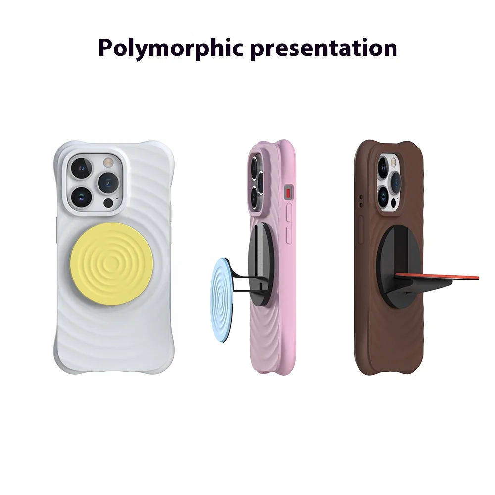 

Магнитный складной держатель для мобильного телефона, настольная подставка, поддержка для magsafe IPhone 15, 14, 13, 12, расширяющийся кронштейн с волнистым кольцом Samsung