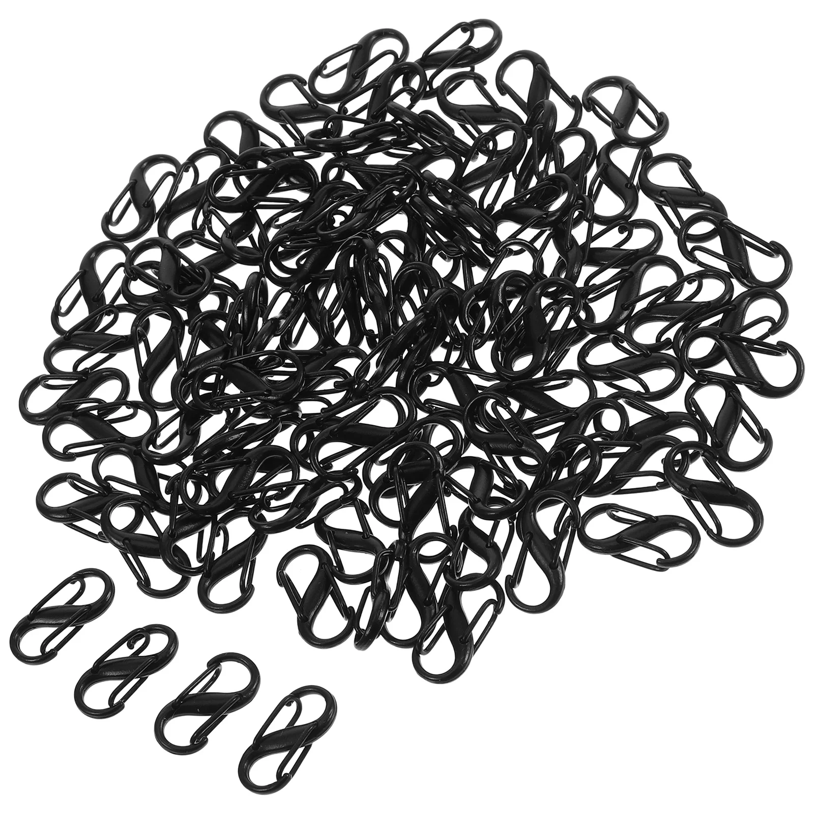 

100pcs S Shape Hooks Black Zinc Alloy Double Ended Lobster Clasp For Diy Jewelry Keychain Purse Lock Necklace Bracelet Extender