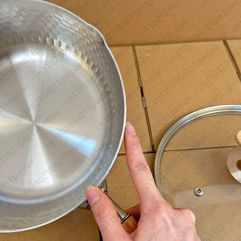 وعاء حليب من الفولاذ المقاوم للصدأ 316L مقاس 22 سم غير مطلي سميك ومقلاة مسطحة للثلج المنزلية للطباخ التعريفي