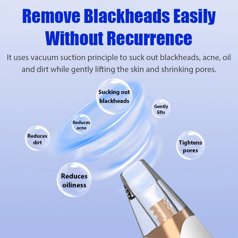 

Electric Blackhead Remover Vacuum Face Pore Cleaner Whiteheads Black Spots Pimple Acne Extractor Skin Care Set USB Rechargeable