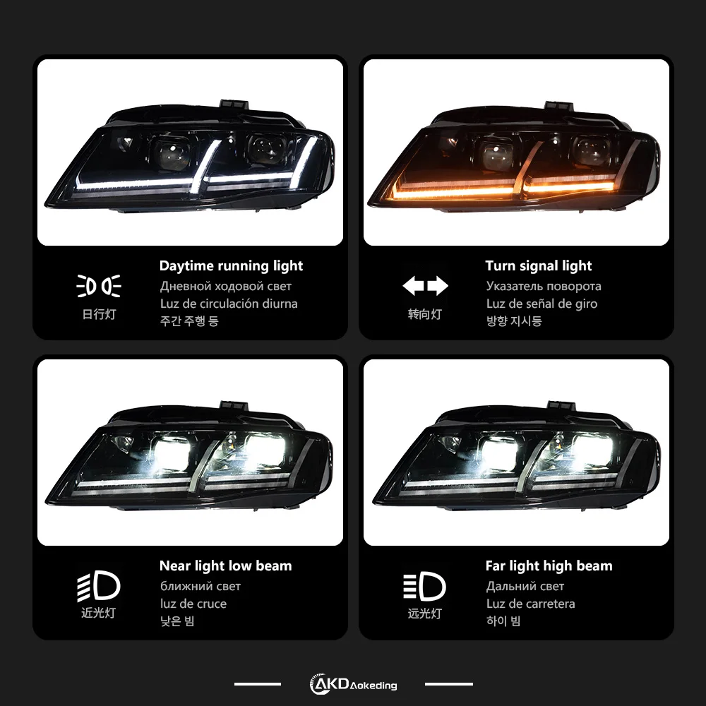 Head Lamp for A4 A4L B8 LED Headlight 2009-2012 Headlights A4L DRL Turn Signal High Beam Angel Eye Projector Lens