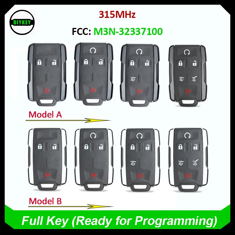 DIYKEY 3 / 4 / 5 / 6 Button Smart Remote Control Key 315MHz Fob for Chevrolet Silverado GMC Yukon XL 2014-2020 FCC: M3N-32337100