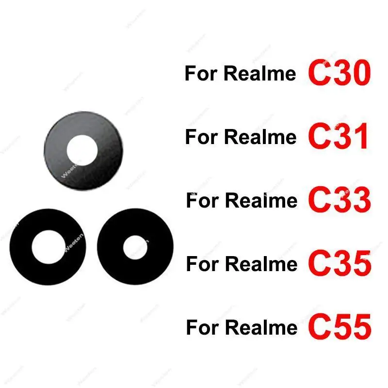 For Realme C53 C55 C35 C33 C31 C30 C30S Back Camera Lens Glass Rear Camera Lens Glass with Sticker Repair Parts