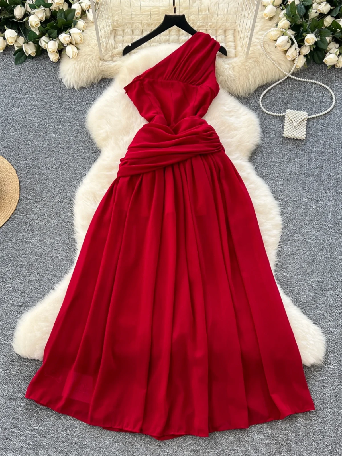 Vaion Aosphere Dr A-Linien-Midirock mit hoher Taille und Sves, taillierter, ausgestellter Bot mit Blumenmuster, 3D-Verzierung