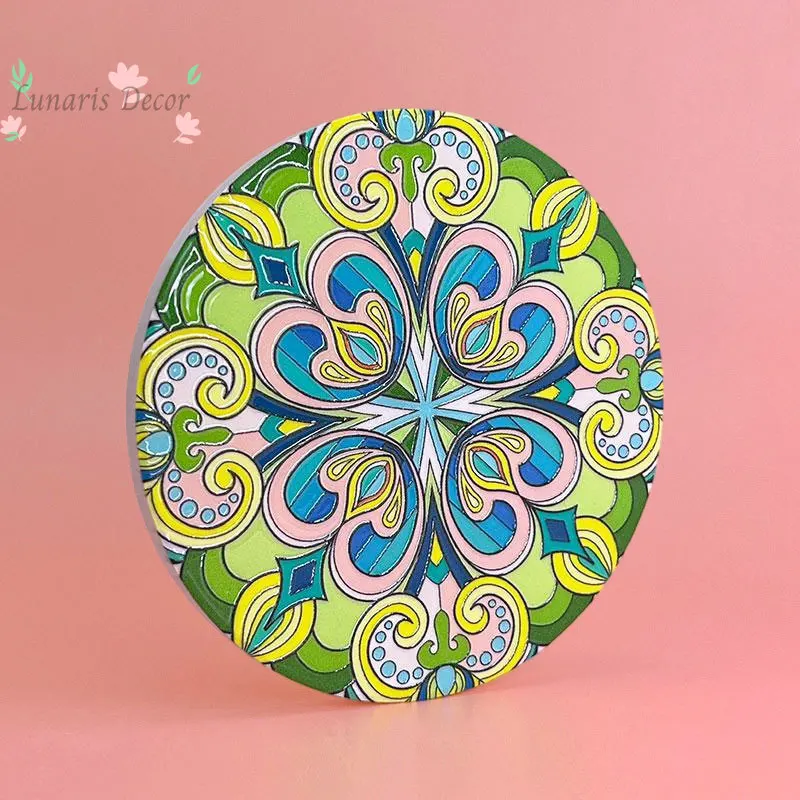 5PCSFlowering ceramic coaster, relief cork cross-border flower dining table, heat insulation mat, desktop anti-scalding mat,
