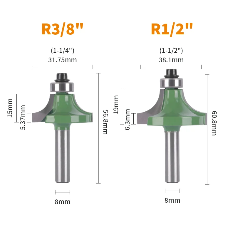 6mm/6.35mm/8mm Shank Corner Rounding Over Router Bit With Bearing Wood Milling Cutter Tungsten Carbide For Woodworking Tool