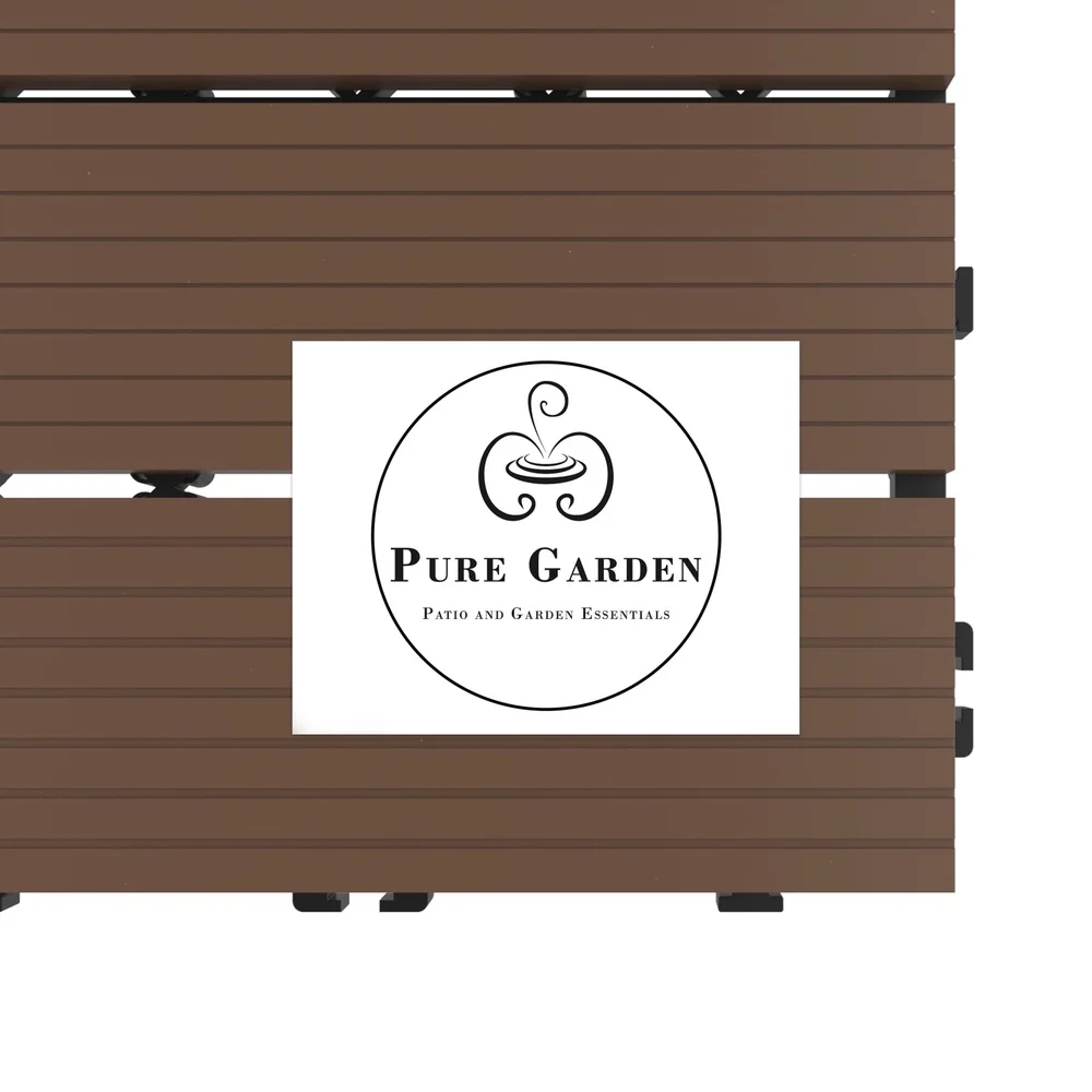 مجموعة بلاط سطح الفناء المتشابكة مكونة من 24 أرضية خارجية من الخشب والبلاستيك المتين المقاوم للطقس وسهل التجميع 23.2 #6