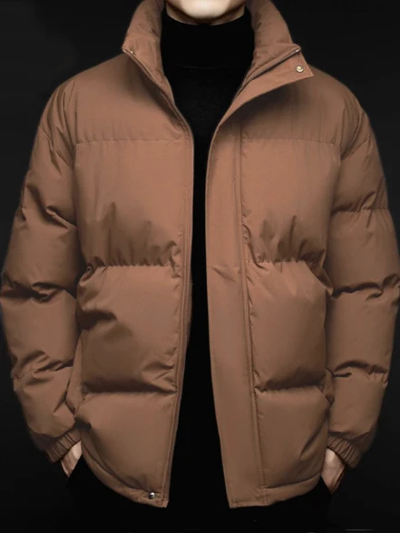 

Утепленная хлопковая куртка с воротником-стойкой для мужчин, повседневная, свободного кроя, универсальная, зимняя, новинка 2025 года, ветрозащитная, хлопковое пальто