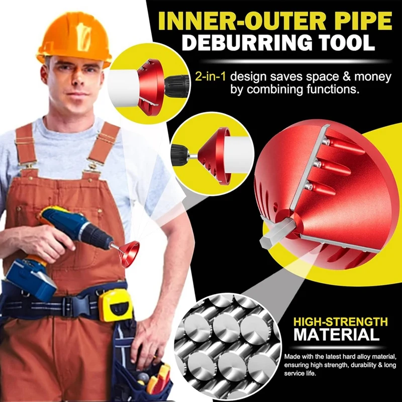 Herramienta de desbarbado de tuberías interiores y exteriores 2 en 1 para tuberías de PVC, CPVC, ABS, PP, PE, escariador de chaflán de 0,75 pulgadas a 3,89 pulgadas