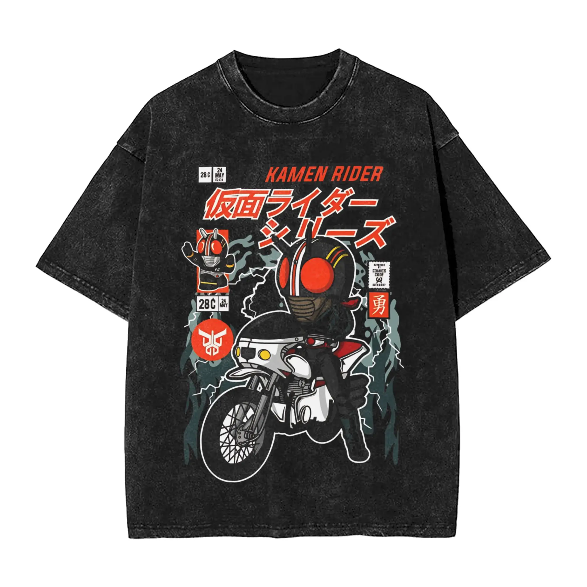 

Рубашка в стиле Харадзюку, наряд с чехлом комиксов Kamen Rider, винтажные футболки, уличная одежда, летние футболки из 100% хлопка