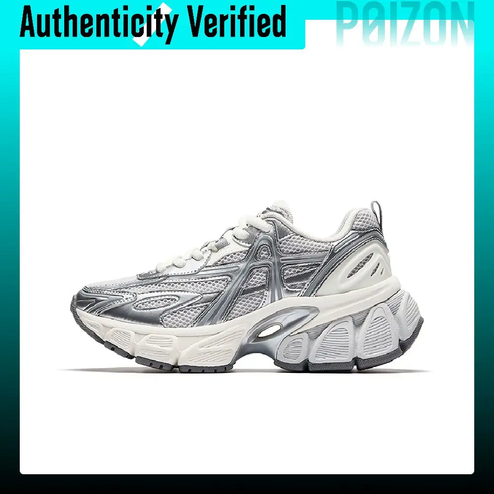Anta SKYLOFT Cushioning Breathable Height Increasing Low top Casual Shoes Women's Cumulus Gray/Silver/Ivory White 122548803-1