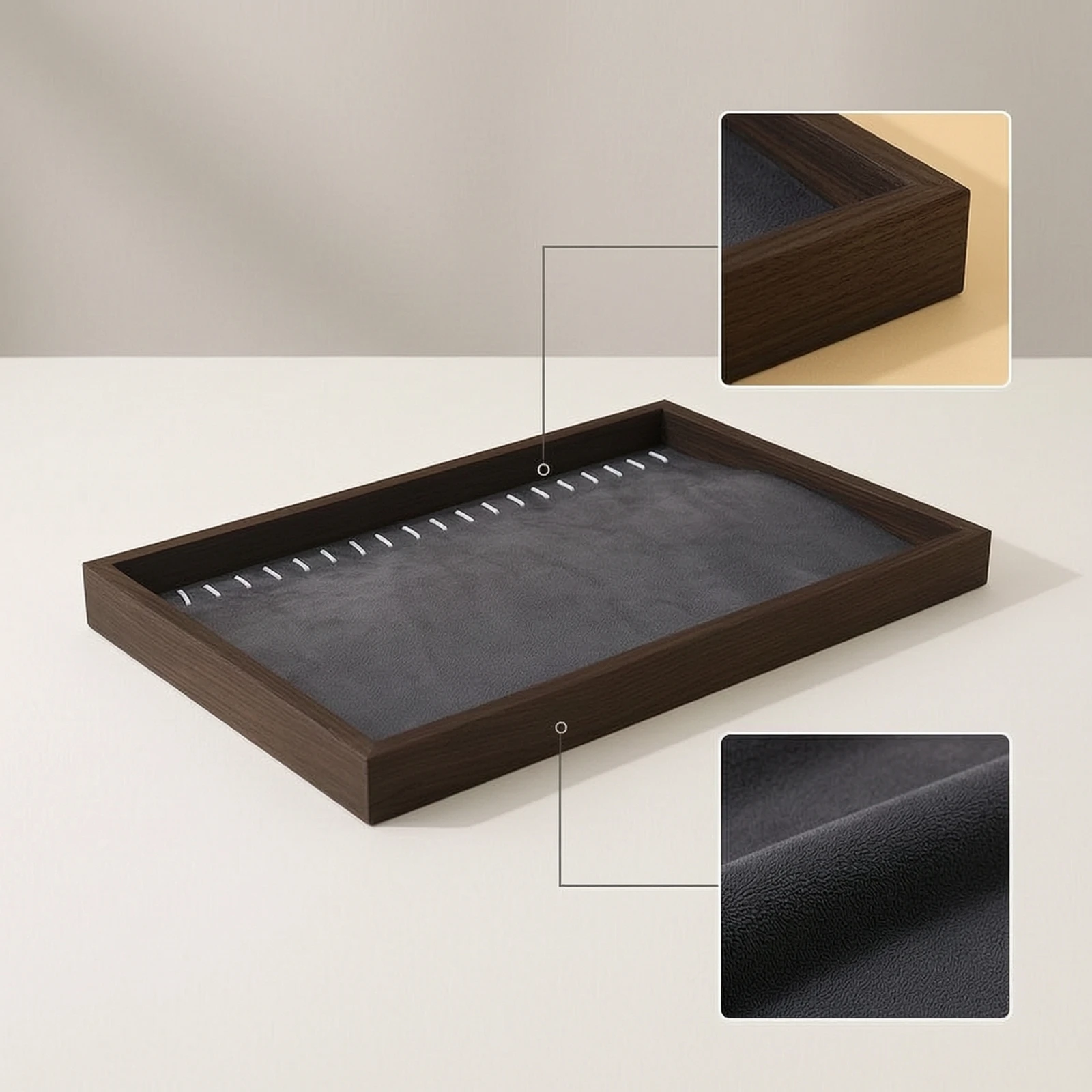 Jewelry Display Tray Rectangular Necklace Display Tray Storage Box Shallow Space-Saving for Collectors, Drawer, Dresser