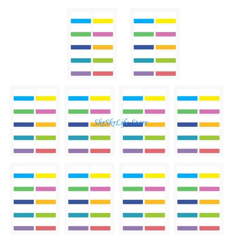 E65E 10 Sheets Writable Clear Colorful Index Tabs Waterproof PET Plastic Label Sticky Note For Book Folder Planner Notebook