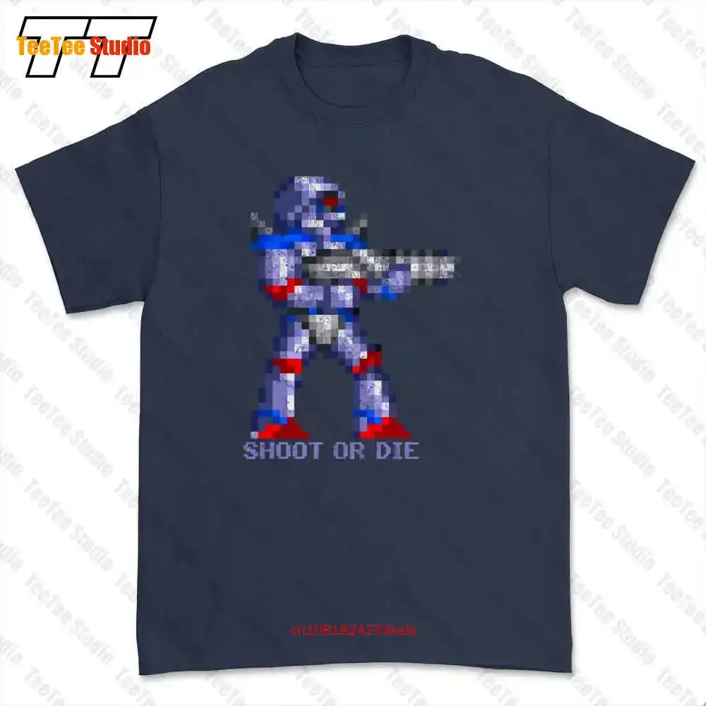 Shoot Or Die Turrican Game Sprite Amiga Figur Robot Spiel T-shirt Tee K5G7