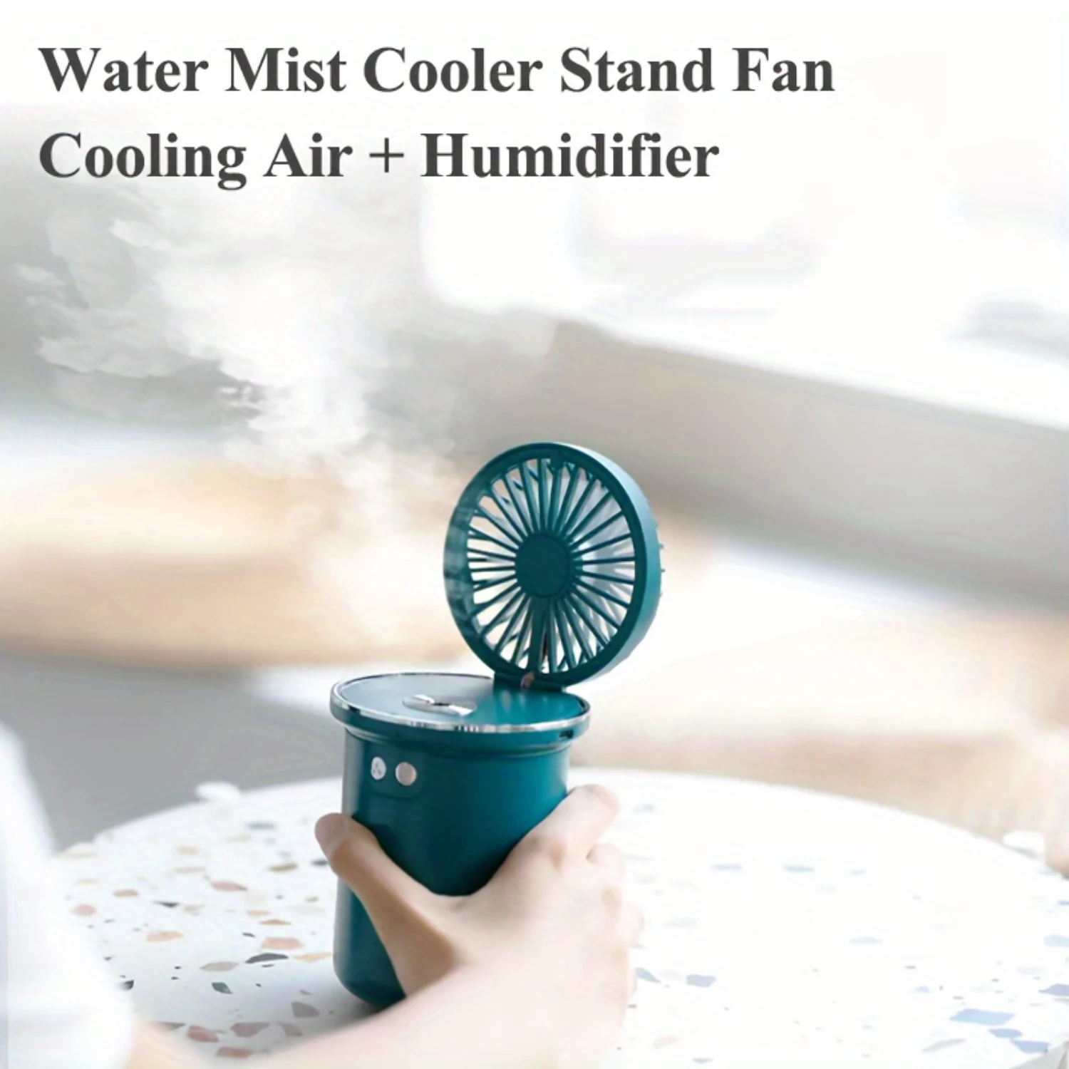 Small Water Spray Mist Cooler Stand Fan Portable Rechargeable Mini Humidifier Fan 3 Speed Air Cooling Fan, 9.47oz Small Cool Mis