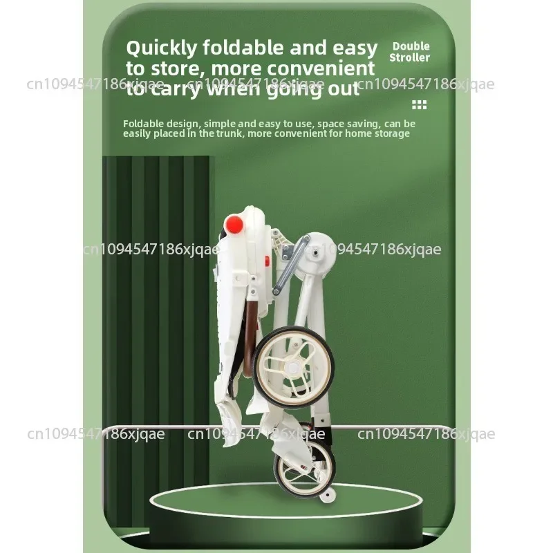 Carrinho infantil duplo leve, sistema de viagem plano, dobrável compacto com armazenamento para bebês viajando