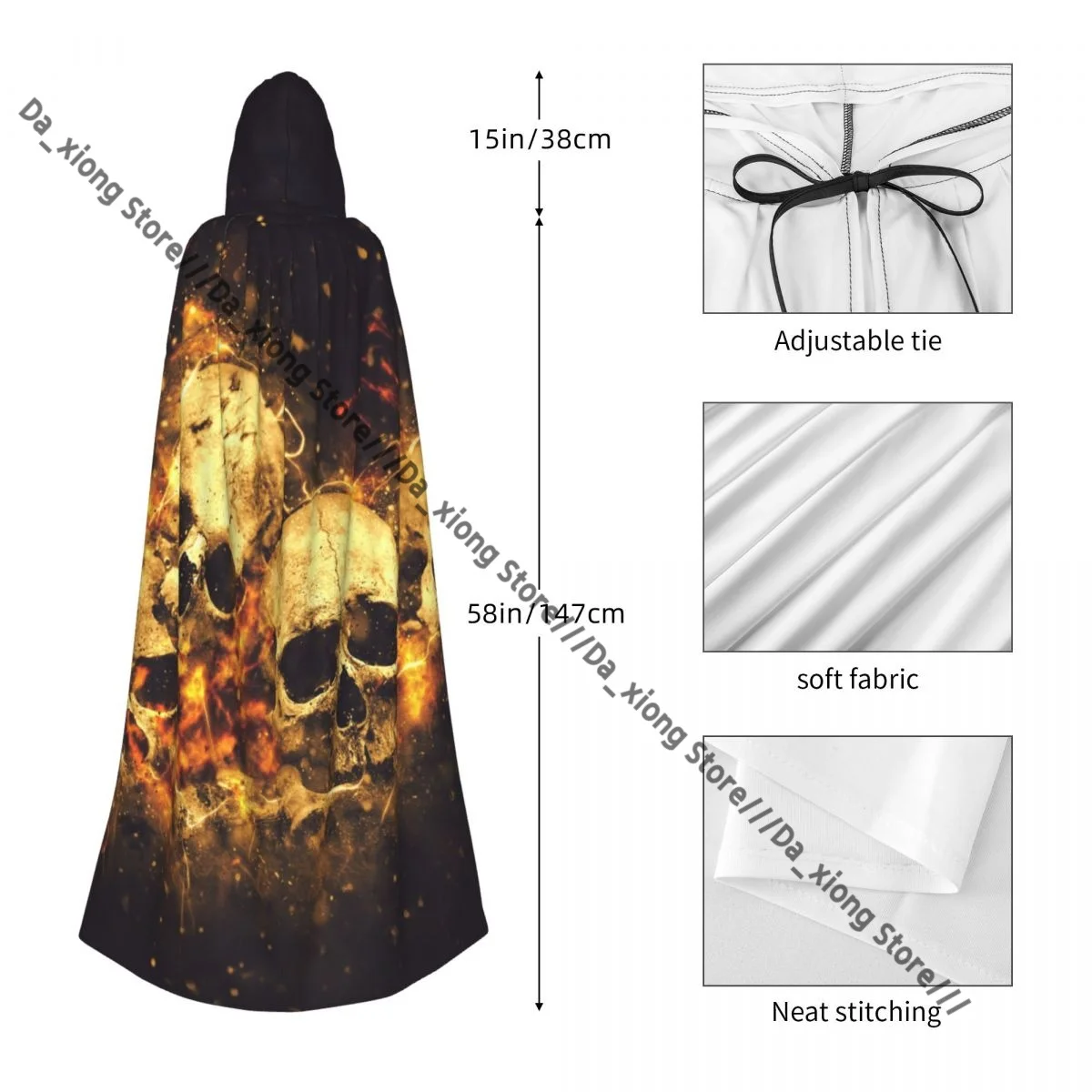الجماجم والعظام كما المفاهيمي رعب مخيف هالوين الساحرة عباءة زي الهالوين التأثيري الكبار للجنسين عباءة الرجعية العصور الرأس
