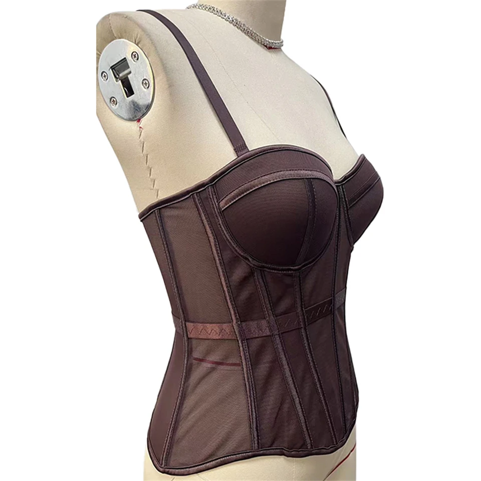 Becirzet Elegantes Formgebendes Sexy Spitzenkorsett Damen-Bustier Taillentrainer Schlankes Crop-Top Körperformer Mehrfarbiger Fischgräten-BH – Detail 16