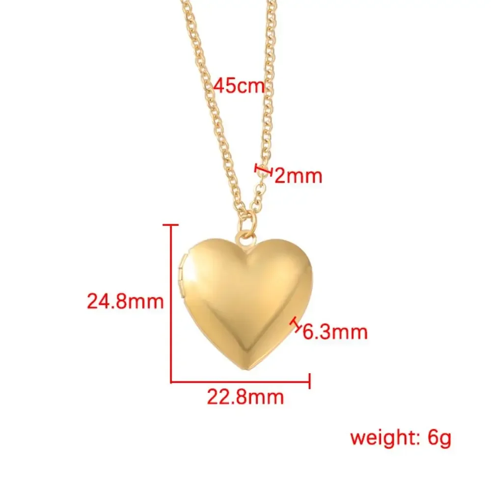 1PC Heart Shaped Photo Picture Locket Pendants For Women Men Openable Photo Frames Glossy Stainless Steel Necklaces Love Collar